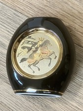 The Art of Chokin Vase Edged in 24k Gold from Japan 3.5in High/3.25in Wide