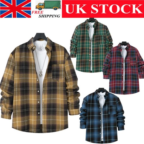 New mens long sleeve plaid - new,