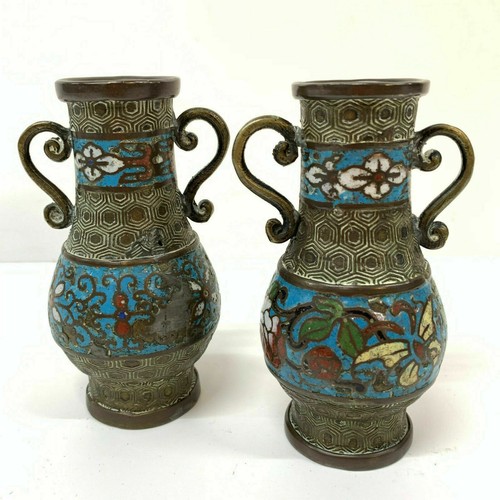 Pair chinese enamel cloisonne - enamel,