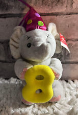 Elliot And Buttons Soft Toy Grey Elephant Beanie 9" Number 8 With Tags