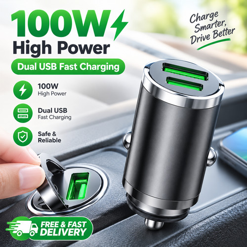 100w dual usb car charger - 100w,