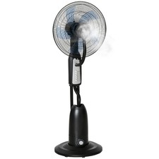 HOMCOM 18" Pedestal Fan with Water Mist Spray, Misting Fan, 2.8L Tank Black