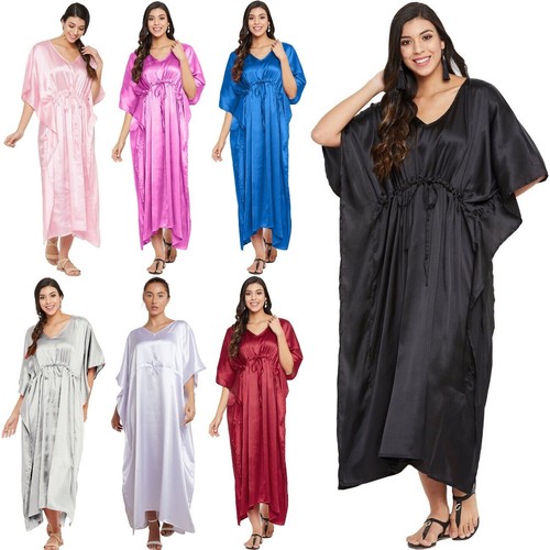 Women satin maxi kaftan - satin,