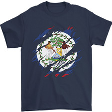 Torn Belize Flag Belizean Day Football Mens T-Shirt 100% Cotton