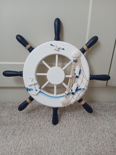 Wooden nautical ship wheel - wooden,