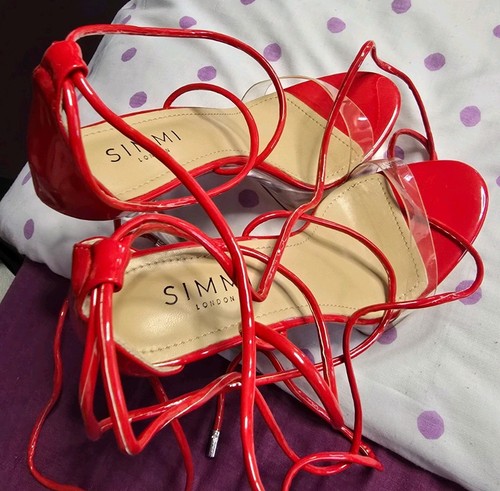 Simmi red strappy high heels - strappy,