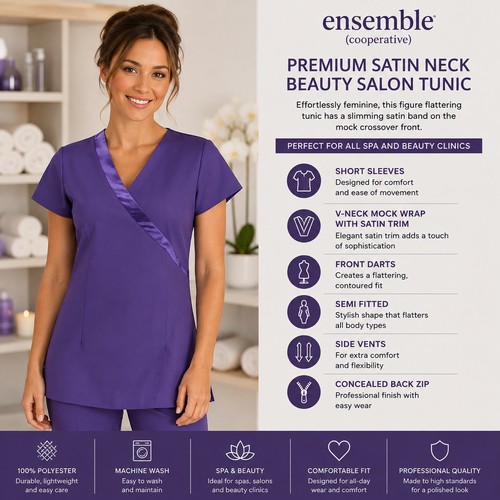 Purple salon tunic uniform - purple,
