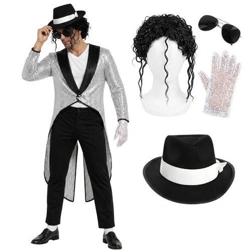 Adult silver sequin pop icon - sequin,