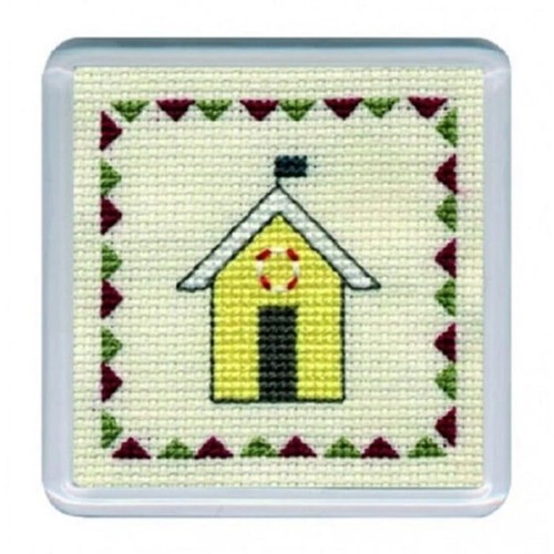 Yellow beach hut coaster - yellow,