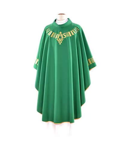 Green chasuble embroidered - green,