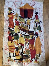 BIN fabric Tribal picture of African Scene Dyed