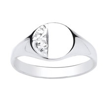 Silver Cushion Signet Ring Ladies Engraved Detail 925 Hallmark