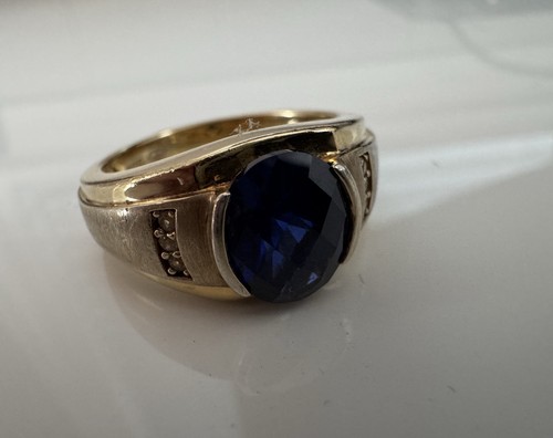 Men blue sapphire ring 925 - men's,
