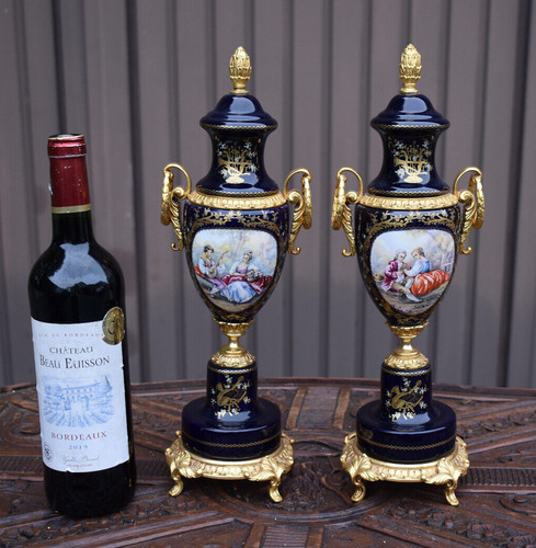 Pair vintage acf sevres - vintage, cobalt