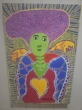 HAITIAN VOODOO MADONNA- ARTIST 'MAKE'. ORIGINAL PAINTING- 16X24 INCHES. OIL