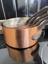 Vintage Copper Saucepan Set Of