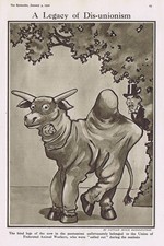 BRUCE BAIRNSFATHER Panto Horse and Trade Unions - Antique Comic Print 1922