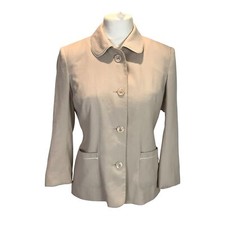 Bon Marche Ladies Blazer Coat Jacket Beige Size 14 Single Breasted Office Work