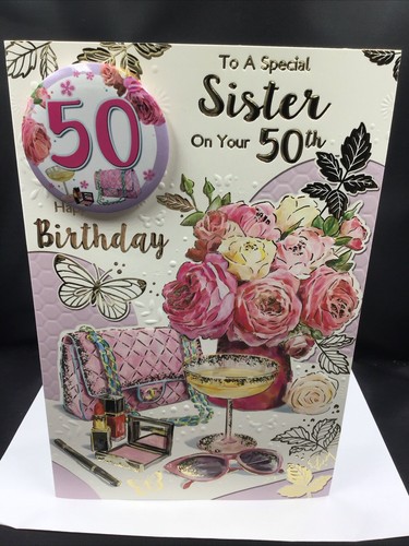 50th sister birthday card with - birthday,