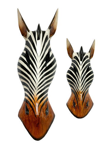 Zebra mask wooden hand carved - zebra,