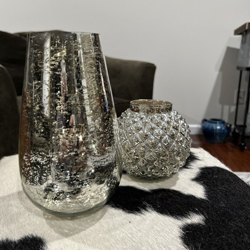 Set silver mercury glass - of,