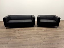 Moda Leather 3 & 2 Seater Sofa – Black