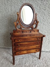 Vintage Dolls House Dresser with Opening Draws and Swivel Mirror 1980s 1:12 VGC