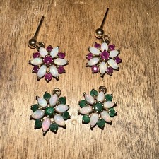 2 Pairs Earring Opal And Green