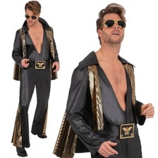 Mens 70s 1970s 70's Licensed Elvis Presley Fancy Dress Costume Black by Smiffys
