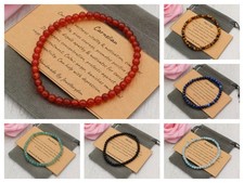 Handmade 4mm Crystal Healing Chakra Gemstone Bead Bracelet & Velvet Pouch.