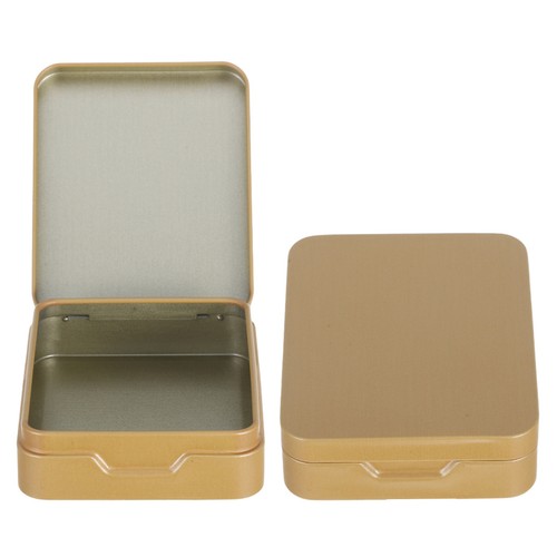 Golden metal tin box - metal,
