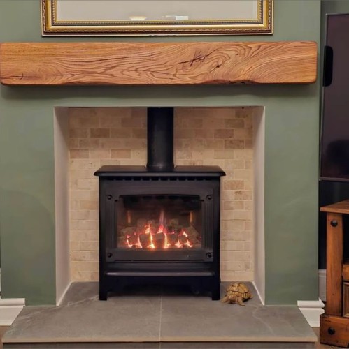 Solid oak fireplace - fireplace, mantel