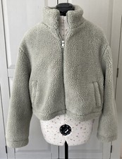 Teddy Bear Jacket bomber style Ladies Short faux Fur Coat Size M