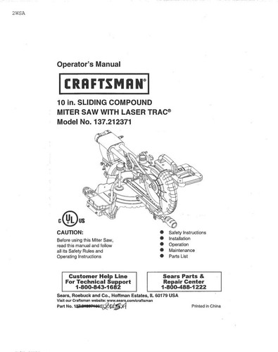 Craftsman 137 212371 miter saw - miter,
