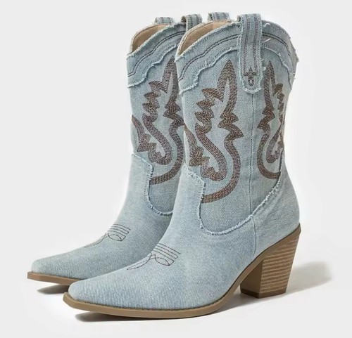 Denim cowboy boots - cowboy,