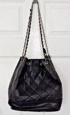 Atmosphere Quilted PU Bag Black Chain Strap Shoulder Crossbody Stylish VGC
