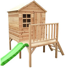 Evermeadow Tower Wooden Playhouse with Slide and Platform for Children