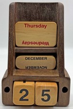 Vintage All Wood Perpetual Desk / Mantel Calendar - Wooden