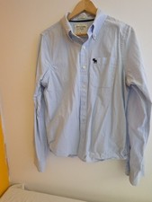 Abercombie & Fitch Men's Shirt XL Blue and White Striped