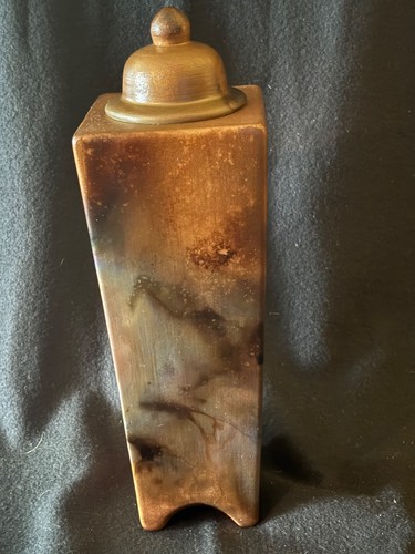 Signed studio pottery lidded - signed,