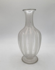 Vase - Clear with Vertical White Bands - 20.5cm Tall
