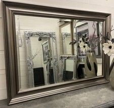 LARGE Pewter Gunmetal Mirror