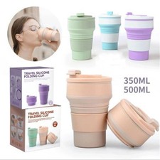 350/500ML Collapsible Silicone Coffee Cup Mug Reusable Travel Foldable Leak Proo