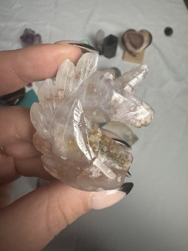 Flower agate unicorn head - flower,