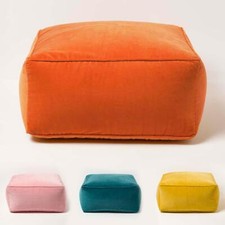 Velvet Pouffe Cube Square Bean