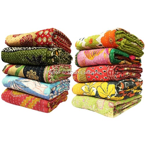 Pcs lot kantha twin quilt - 10,
