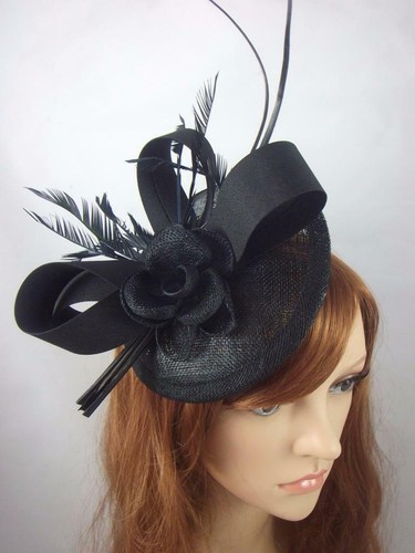 Black satin bow - black,