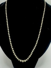 Antique Natural Pearl Necklace With 9ct Gold Clasp & Safety Chain, 19”