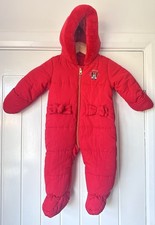 George 6-9m Snowsuit Minnie Mouse Red Hooded Padded Suit Bow Detail Warm Winter