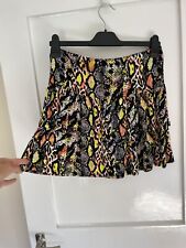 Black Orange Snake Print Rara Ruffle Mini Skirt 10 Stretchy George Festival 80s